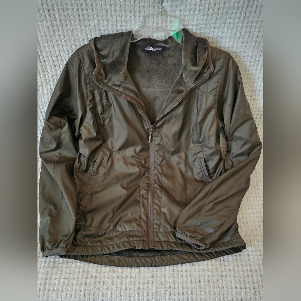 Women's North Face Hooded & Plush Lined Hooded Jacket - Olive Green